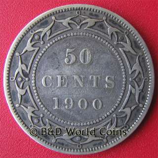 NEWFOUNDLAND 1900 50 CENTS SILVER HIGH VALUE RARE KEY DATE COIN 