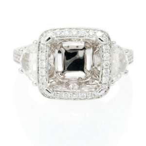  Diamond Antique Style 18k White Gold Engagement Ring Setting Jewelry