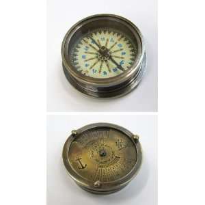 Solid Brass Pocket Compass with Mechanical Calander:  