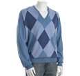 ballantyne light blue cashmere argyle v neck sweater