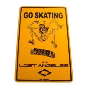  Go Skating Lost Angeles Aluminum Sign in Yellow 
