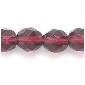  Preciosa Czech Fire 8mm Polished Glass Bead, Faceted Round 