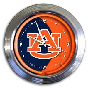 Auburn Tigers College 14 Chrome Neon Clock (NEW)  Sports 