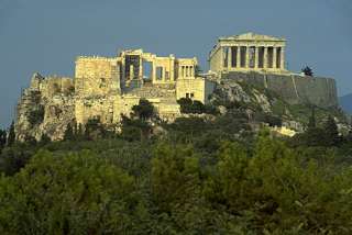   of Athena Nike, and the Parthenon. View from the west (from the Pnyx