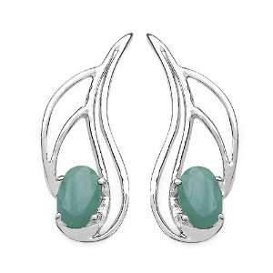    0.80 Carat Genuine Emerald Sterling Silver Earrings: Jewelry