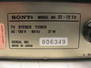 Sony ST 72TV TV Stereo Tuner  
