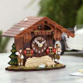 Traditional Black Forest Mantel Clock with Hourly Cuckoo Chime 