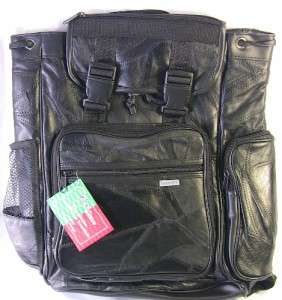Military Black Leather Patch Work Back Pack New  