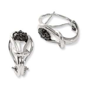   Silver Black And White Diamond Love Knot Post Earrings: Jewelry
