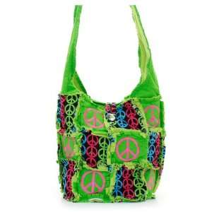  Multi Peace Sign Hipster Bag lime: Everything Else