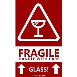  Fragile Handle With Care Glass Labels 3 x 5 Office 
