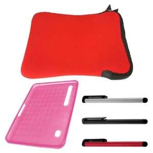   Pink TPU Case+3 Color Stylus Pen For Motorola Xoom Tablet Electronics