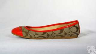   Sig C Patent Leather Khaki/Flame Ballet Flats Shoes A2239 New  