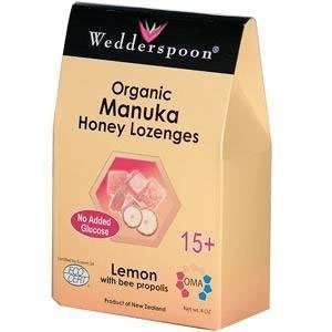 Wedderspoon Organic   Honey Lozenges Manuka with Bee Propolis Lemon 
