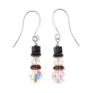   Project E522   Crystal Snowman Earrings with Red Scarf