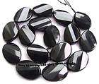 18x25mm Natural Onyx Flat Oval Faceted Twist Beads 15