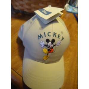  Mickey Mouse Ball Cap   ages 3   7   natural with Embroidered Mickey 