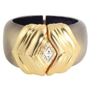 Gold OKeeffe Hinged Bangle by Alexis Bittar Jewelry