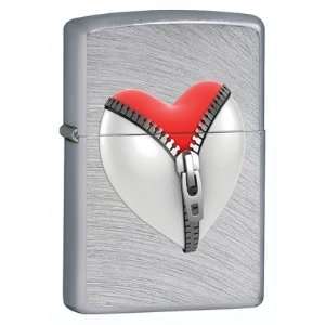 Unzipped Heart Chrome Arch Zippo Lighter 