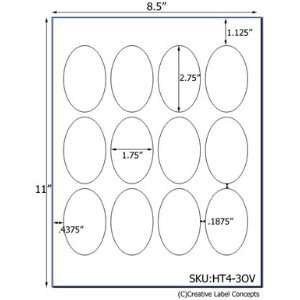   Oval Hang Tag Sheet (die cut white cardstock) USUALLY SHIPS SAME DAY