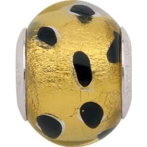  Persona Italian Glass Gold Polka dot Abstract Charm fits 