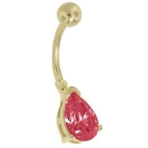   Precious Stone 14K Yellow Gold Navel Belly Button Ring   (CUSTOM MADE