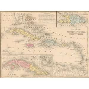    Mitchell 1867 Antique Map of the West Indies: Office Products