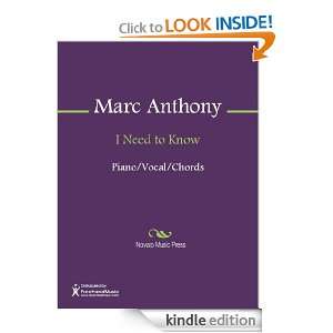 Need to Know Sheet Music Marc Anthony  Kindle Store