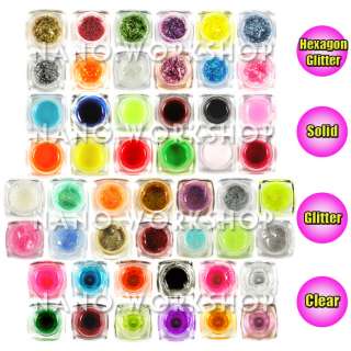 50 COLOR UV GEL NAIL *HEXAGON *GLITTER *SOLID*CLEAR 303  