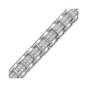   Zirconia Stainless Steel Link Bracelet MENS DIA BRACELETS: Jewelry