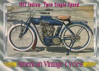 Vintage Cycle 1912 Indian Twin Single Speed Motorcycle Engine 750cc 2 