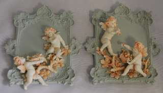 OLD VOLKSTEDT PORCELAIN HIGH RELIEF BISQUE WALL PLAQUES  