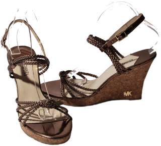 Michael Kors Womens Shoes Bronze or Silver Palm Beach Wedge Heel 