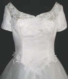 New Tulle Short Sleeves Wedding Gown Dress size 4 28  