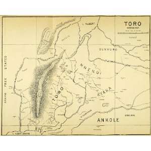Antique Map Toro Africa Cartography Ankole Bunyuro Kyaka Mwengi Congo 