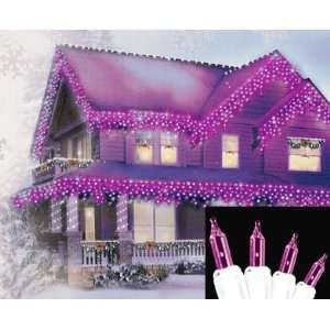 Club Pack of 600 Pink Commercial Icicle Christmas Lights   White Wire 