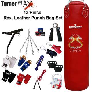   Set 5ft Red Filled Heavy Punch Bag Bracket Gloves MMA Training  
