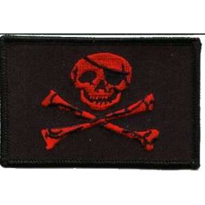 Jolly Roger Red Iron on Patch: Arts, Crafts & Sewing