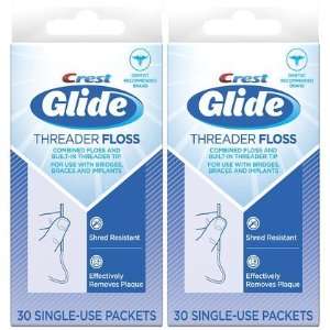  Crest Glide Threader Floss 30 ct, 2 ct (Quantity of 3 