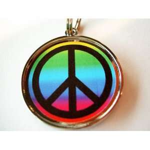  Designer Pet Id Tag   Rainbow Peace Sign: Everything Else