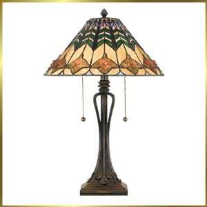  Tiffany Table Lamp, QZTF316T, 2 lights, Antique Bronze, 15 