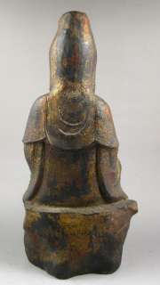 Old Chinese Gilt Bronze Kuan Yin Buddha Statue  