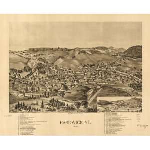  1892 Hardwick Vermont, Birds Eye Map