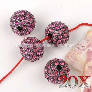 20x Crystal Rhinestone Loose Disco Ball Beads 10mm 14/Color For 