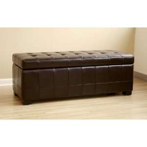  Wholesale Interiors Black or Brown Leather Storage Bench 