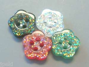 Lot of 100 Glitter Flower Buttons Sewing Craft B94  