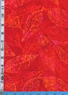 Fabric Timeless Batik B6233 red LEAVES PINK ORANGE RED  