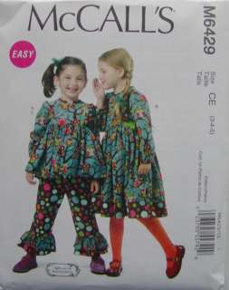 McCalls Pattern 6429 Girls DRESS TOP PANTS RUFFLES SIZES 3 5 Sewing 
