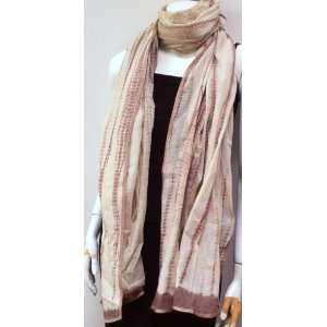 100% Cotton, High Quality, Scarf Neck Wear Wrap Beige Brown Tie and 