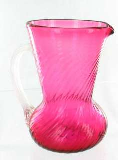FENTON ART GLASS CRANBERRY SPIRAL OPTIC 5.75“ PITCHER  